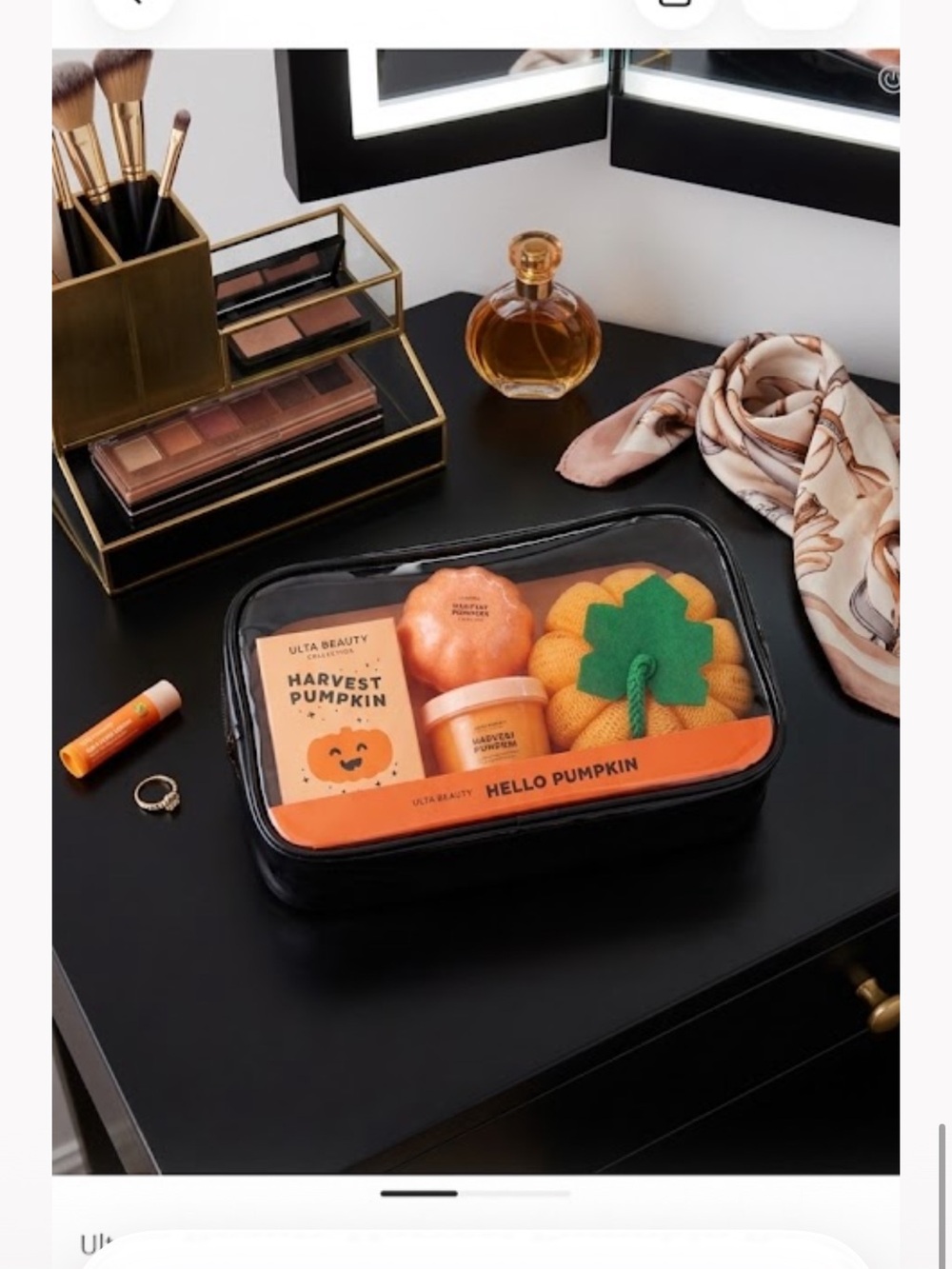 Ulta Beauty Harvest Pumpkin Bath Set in Orange and Green
